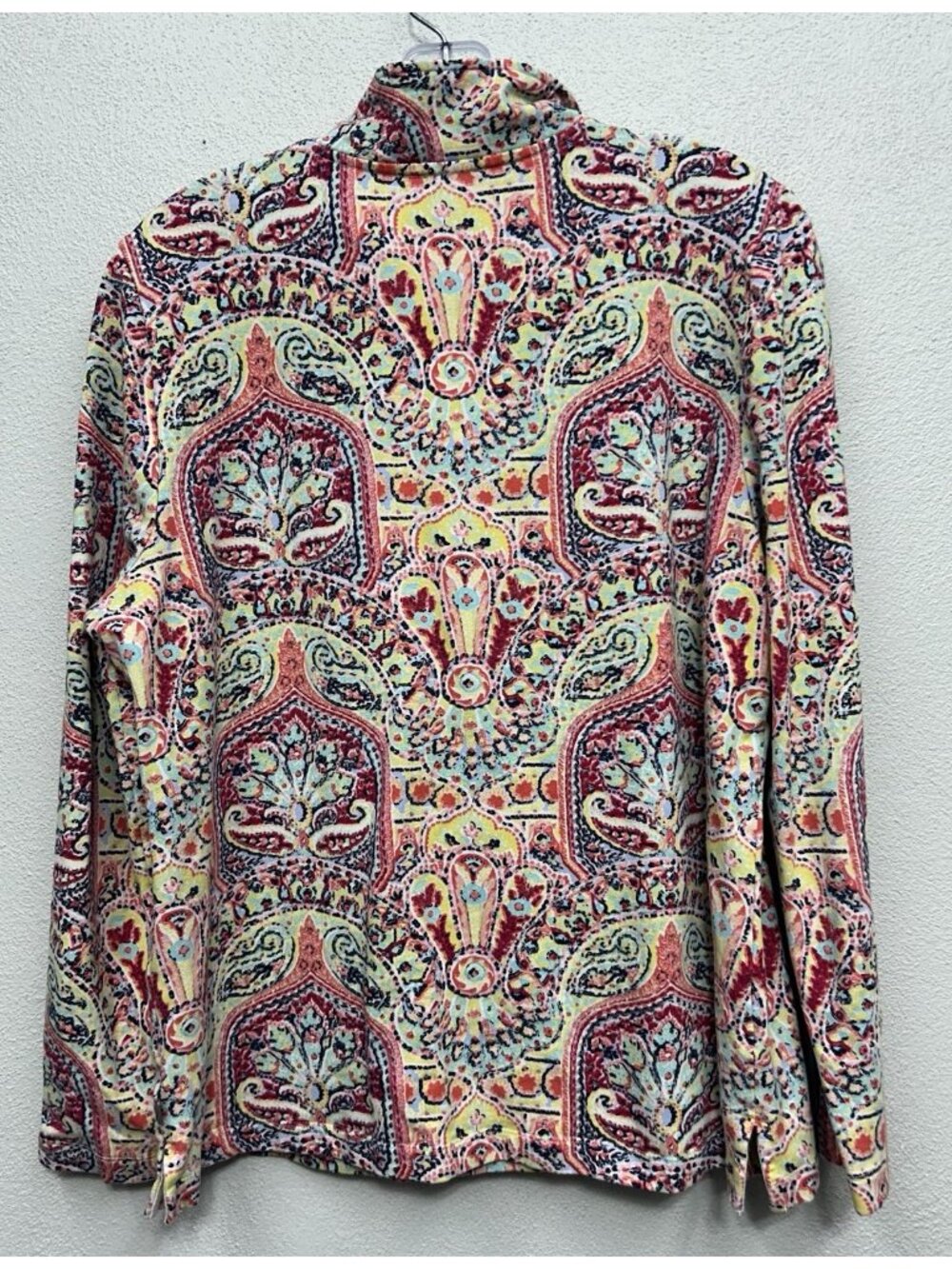T By Talbots Quarter Zip Pullover Fleece Women’s XL Paisley Multicolor Pockets - Picture 3 of 6